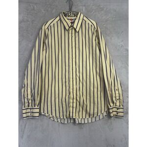Robert Graham Mens 3XL Flip Cuff Yellow Striped Long Sleeve Button Up Shirt